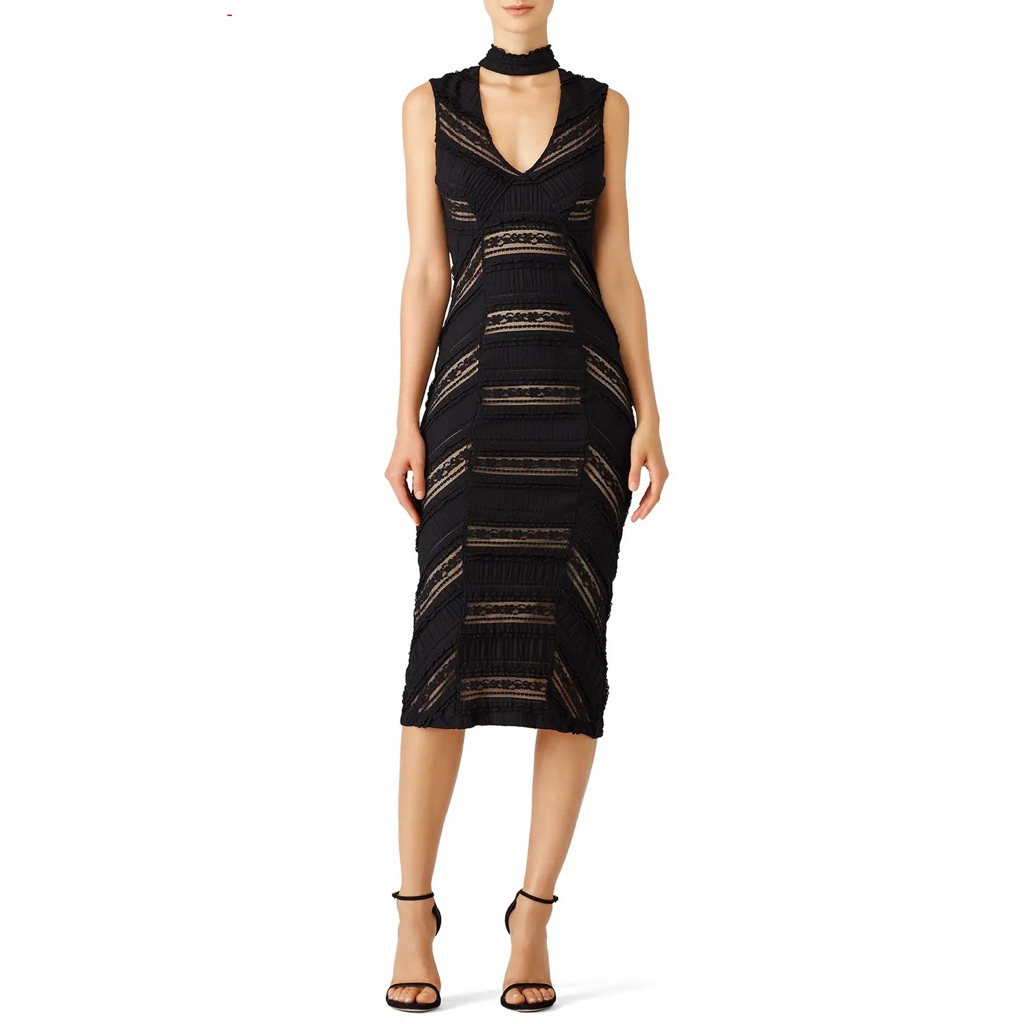 Cinq A Sept Black Stretch Lace Kora Dress